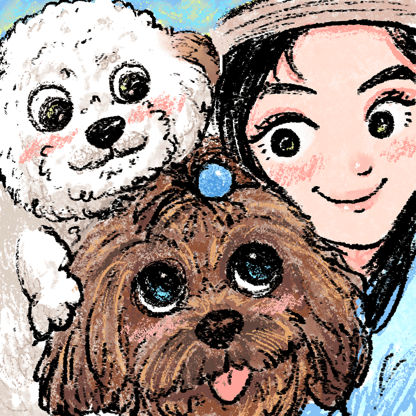 Custom Pet Portrait – Hand-Drawn by Our Collaborated Artist DouZi | Pawtrait Studio