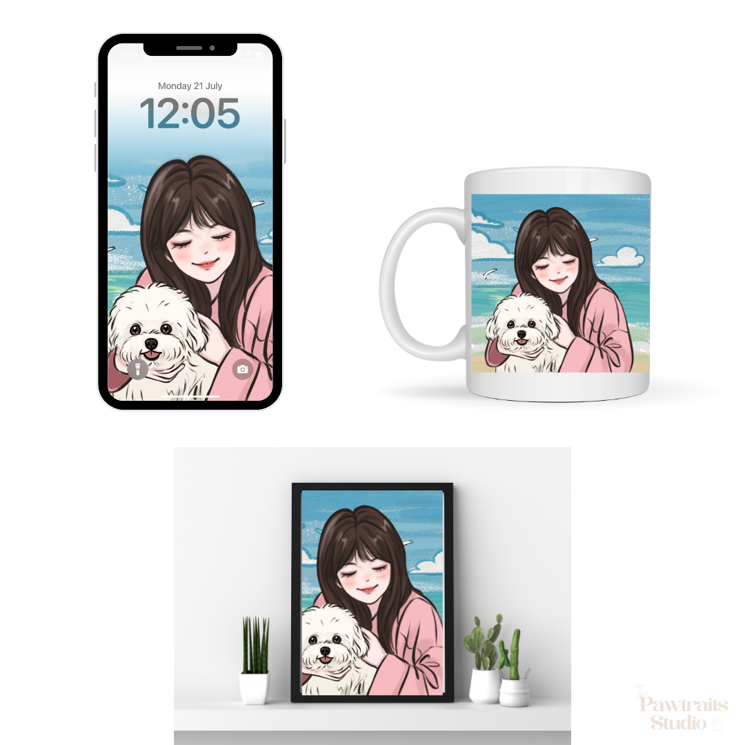 Custom Pet Portrait – Hand-Drawn Soft Creamy Style by MiraLyn| Pawtrait Studio