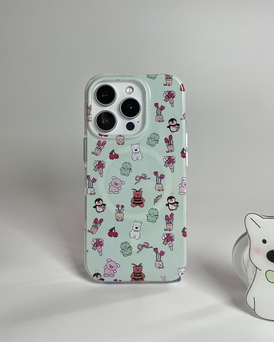 MagSafe Compatible iPhone Case - Westie's Spring Garden Picnic