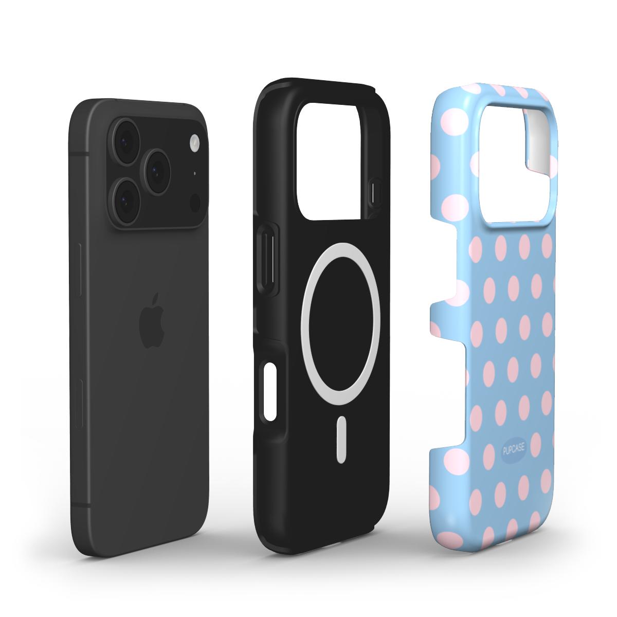 Blueberry Milkshake Polka Dot MagSafe Phone Case for iPhone 12-17