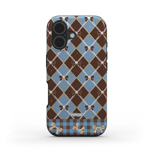 Pearl Ribbon Argyle Phone Case for iPhone 12 -17