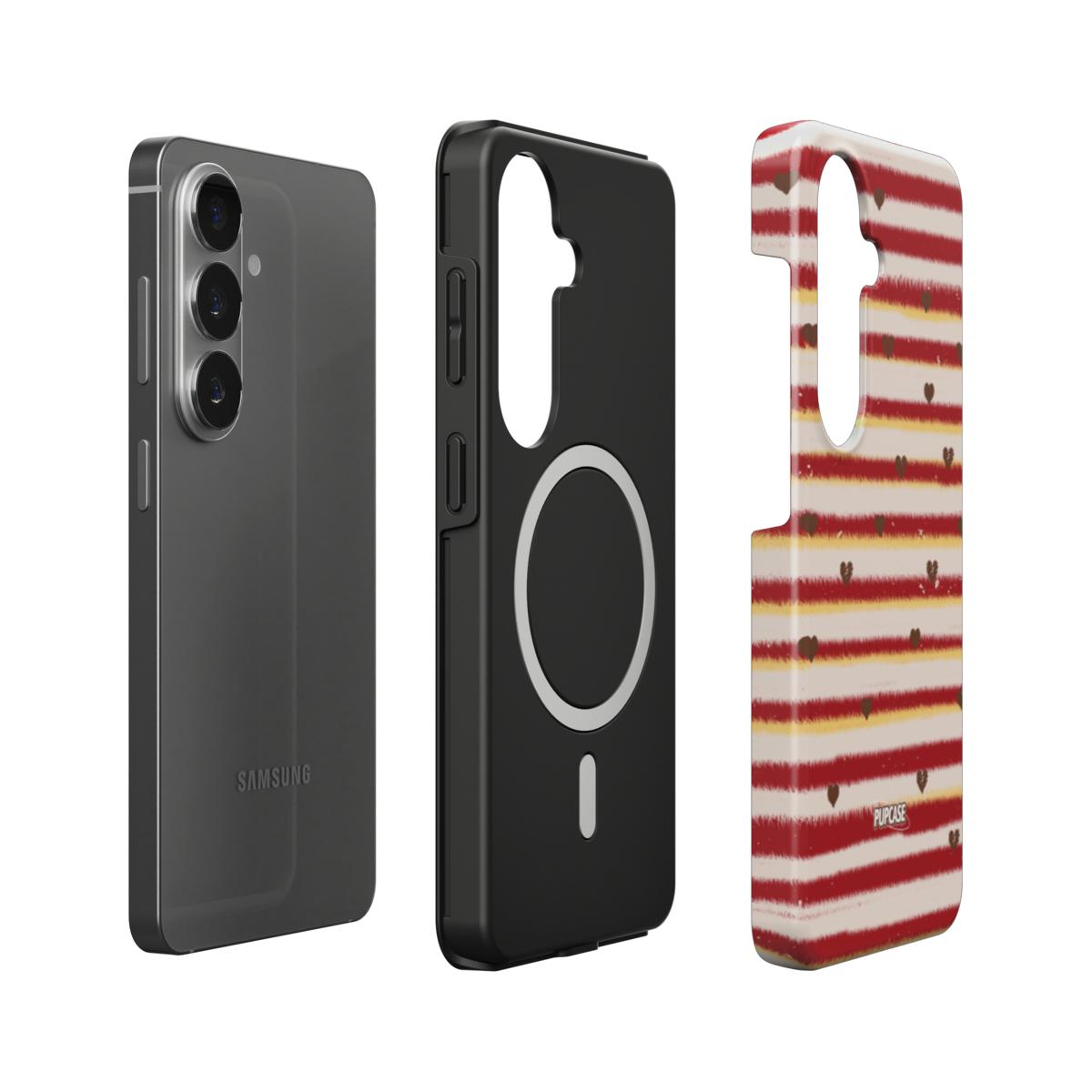 Cocoa Heart Stripe Magnetic Tough Phone Case | Samsung & Google Pixel
