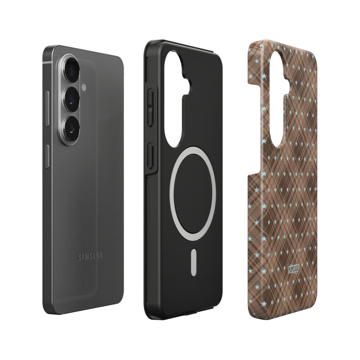 Mocha Star Tartan Magnetic Tough Phone Case | Samsung & Google Pixel