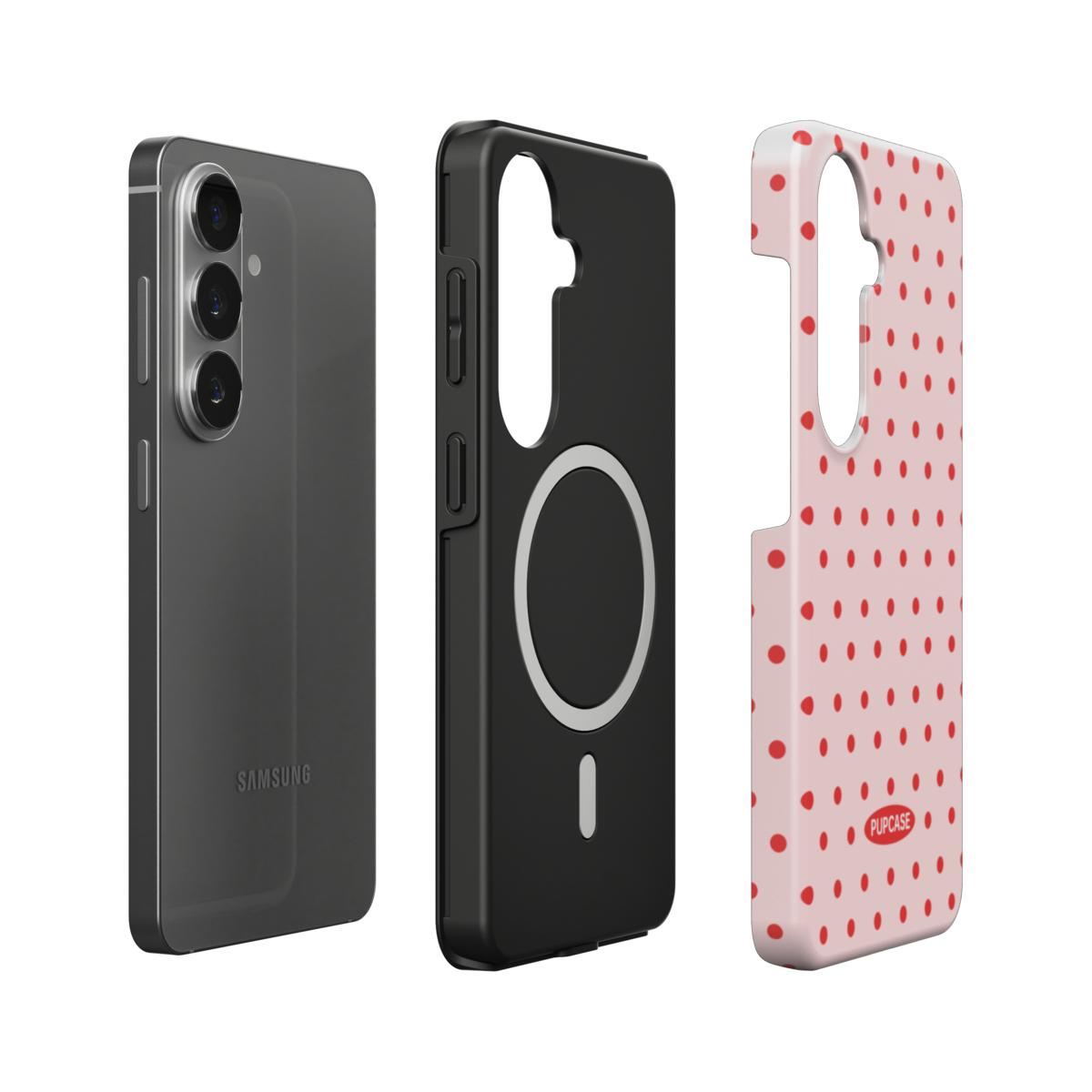 Strawberry Soda Polka Magnetic Tough Phone Case | Samsung & Google Pixel