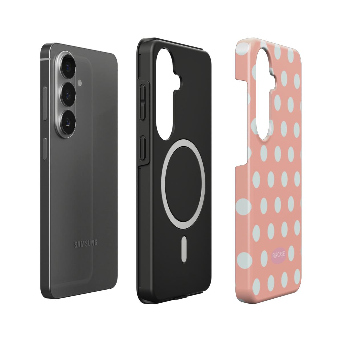 Pink Peach Lemonade Polka Dot Magnetic Tough Phone Case | Samsung & Google Pixel