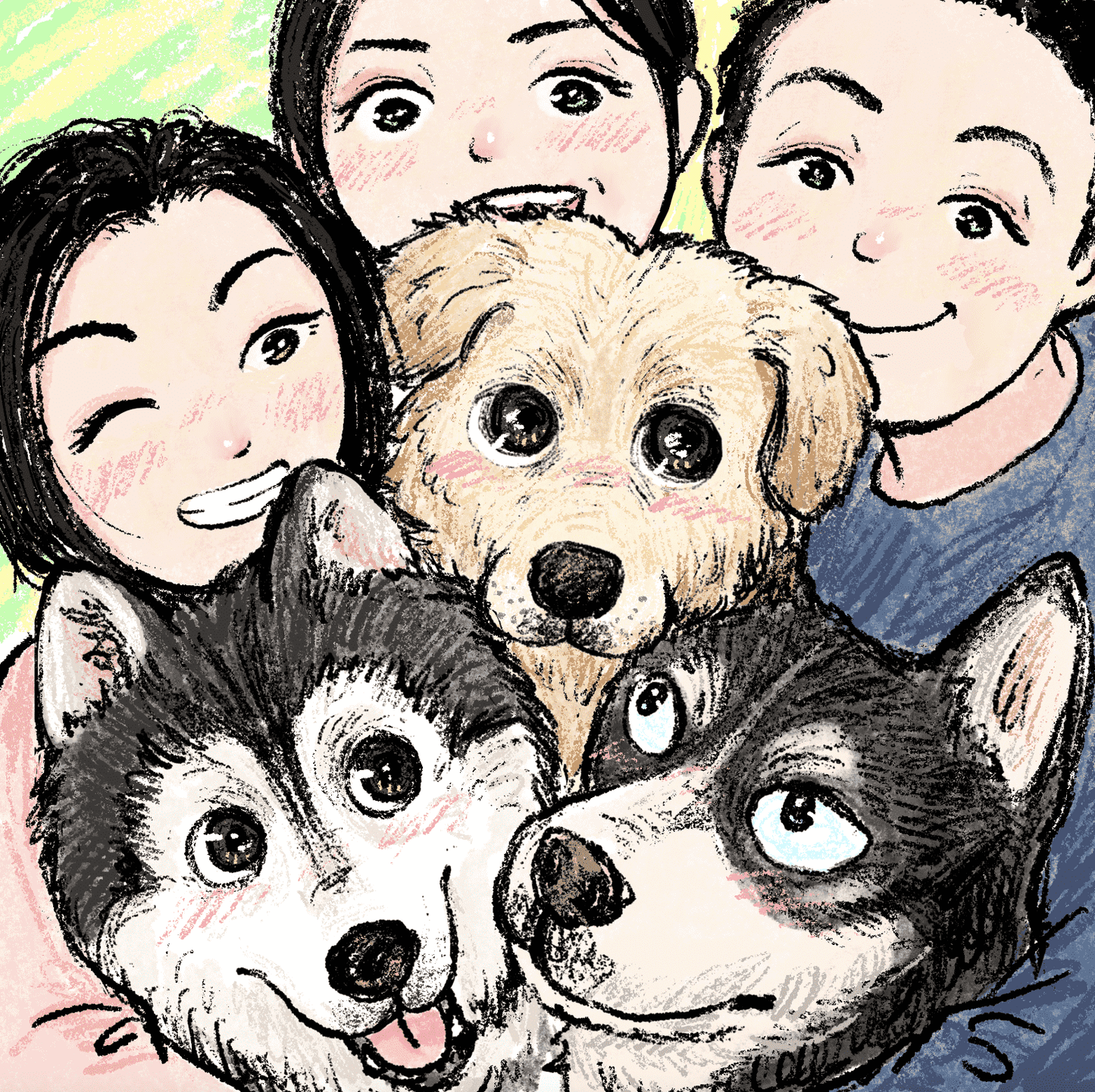 Custom Pet Portrait – Hand-Drawn by Our Collaborated Artist DouZi | Pawtrait Studio