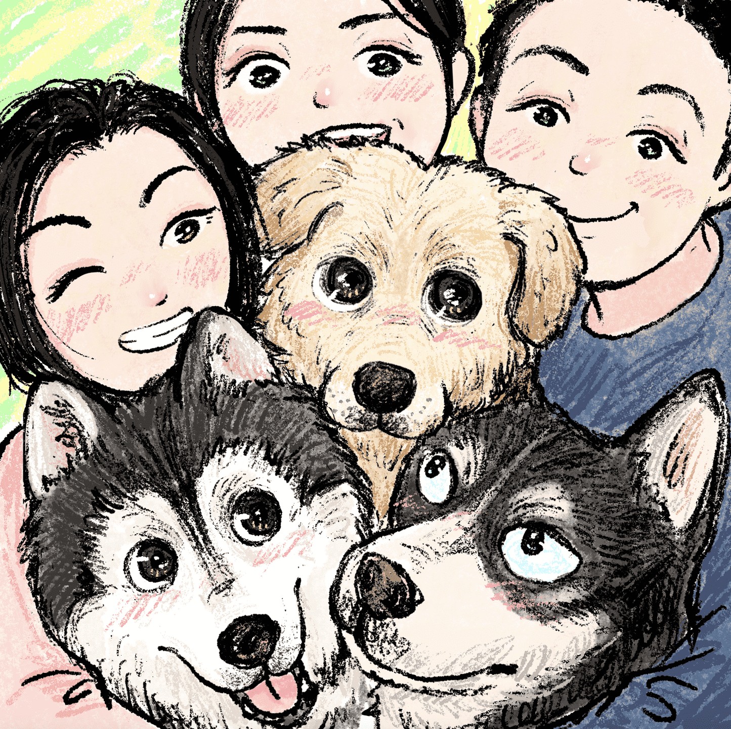 Custom Pet Portrait – Hand-Drawn by Our Collaborated Artist DouZi | Pawtrait Studio