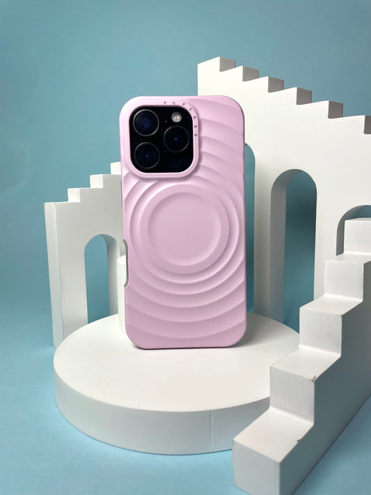 Petal Pink MagSafe Compatible iPhone Case – Minimal Wavy Design