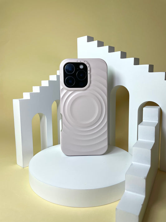 Blush Beige MagSafe Compatible iPhone Case – Minimal Wavy Design