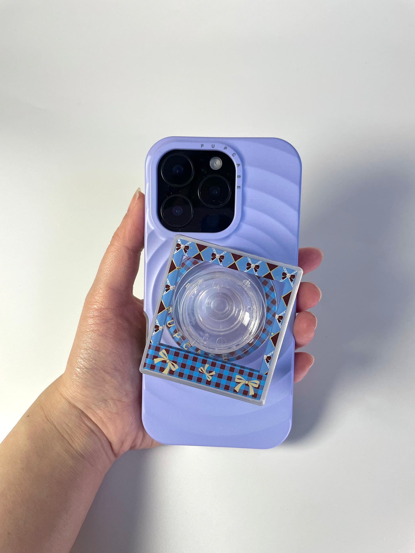 Pearl Ribbon Argyle Magnetic Photo Frame Phone Stand