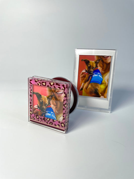 Pink Sugar Leopard Magnetic Photo Frame Phone Stand