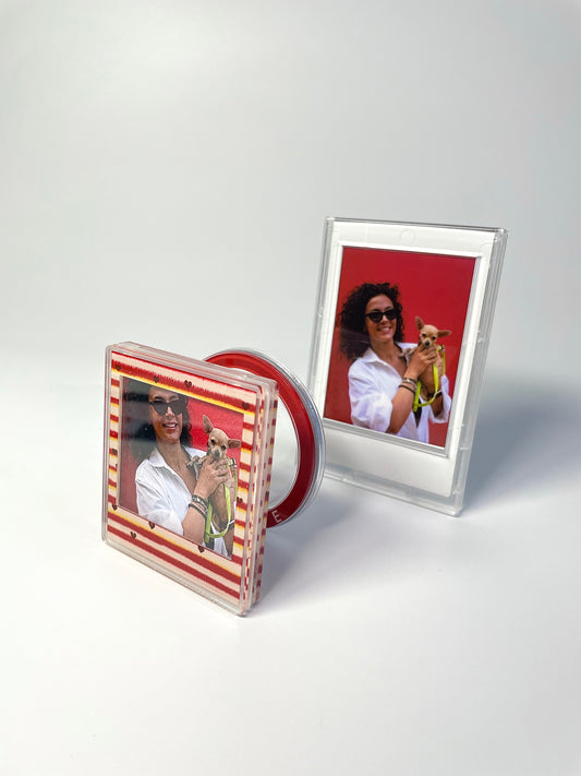Cocoa Heart Stripe Magnetic Photo Frame Phone Stand