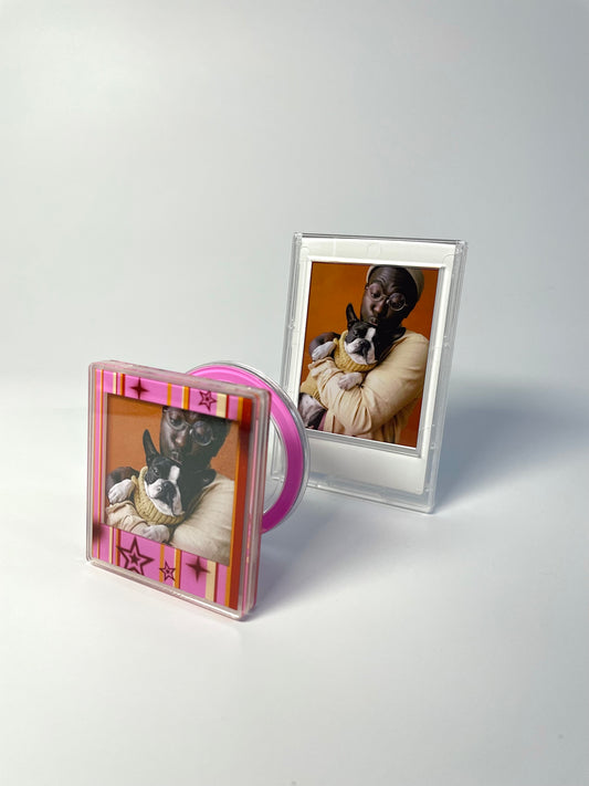 Retro Candy Stripe Magnetic Photo Frame Phone Stand