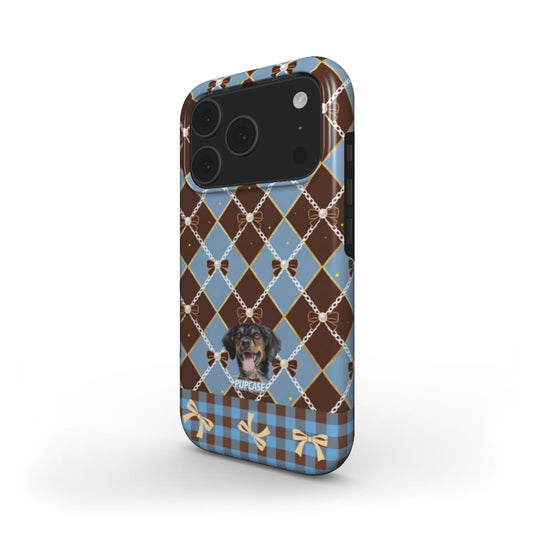 Personalised Memory Phone Case | Pearl Ribbon Argyle