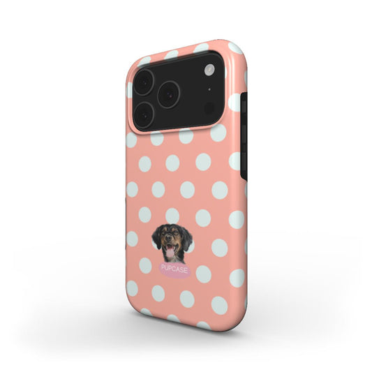 Personalised Memory Phone Case | Pink Peach Lemonade Polka Dot