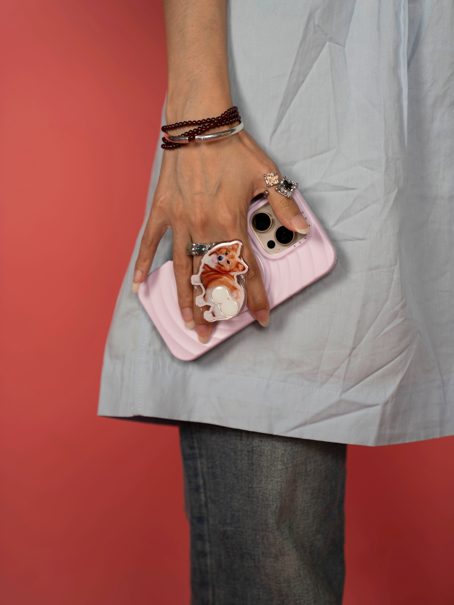 Petal Pink MagSafe Compatible iPhone Case – Minimal Wavy Design