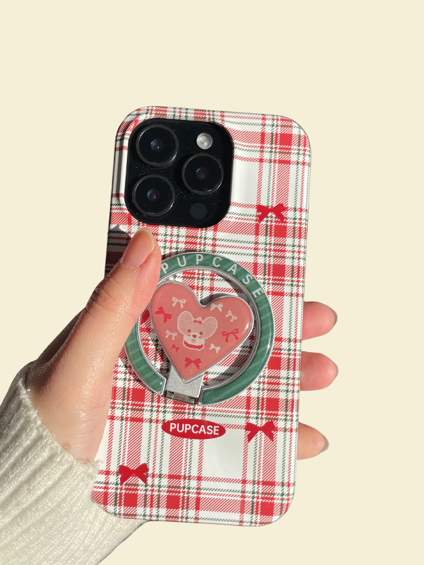 Christmas Special MagSafe Heart Phone Grip – Cute Yorkshire Terrier Dog with Stainless Steel Ring Stand