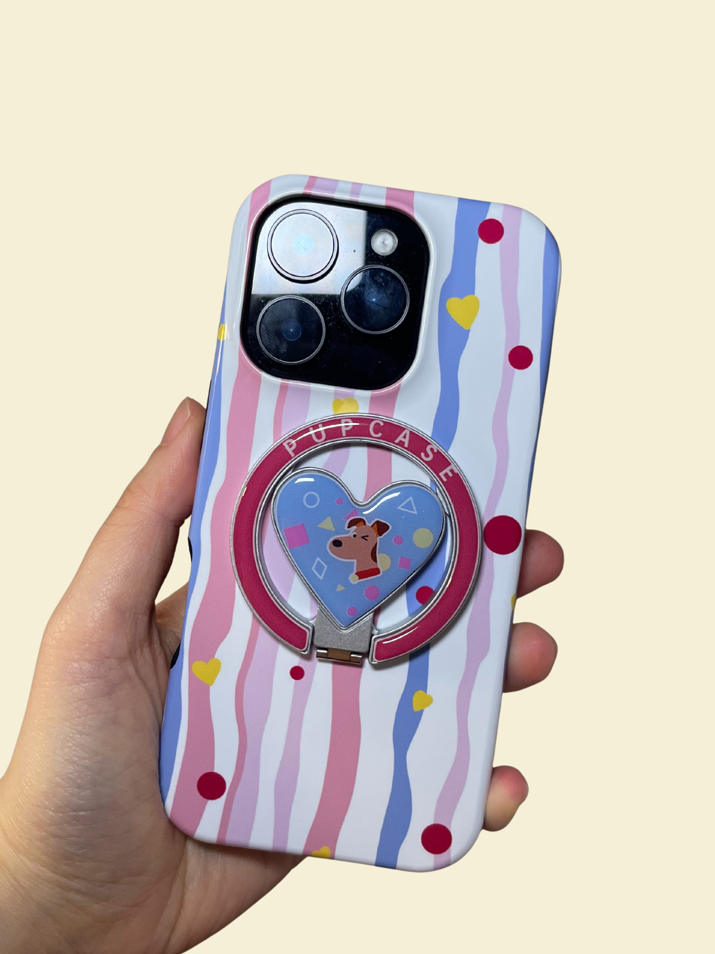 MagSafe Heart Phone Grip – Cute Airedale Dog with Stainless Steel Ring Stand