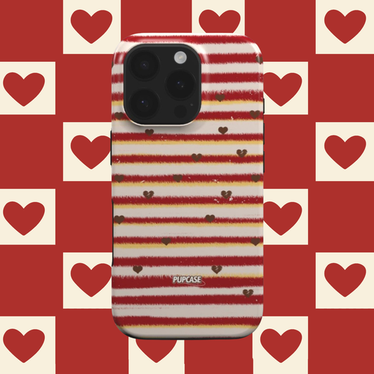 Valentine Cocoa Heart Stripe Phone Case for iPhone 12-17