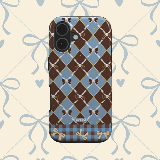 Pearl Ribbon Argyle Phone Case for iPhone 12 -17