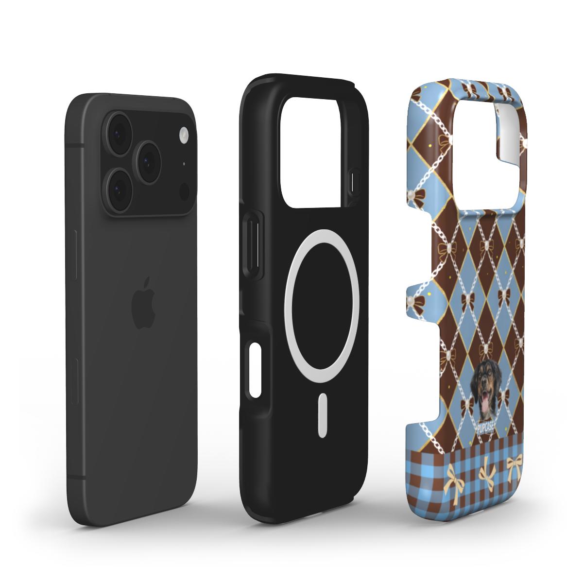 Personalised Memory Phone Case | Pearl Ribbon Argyle