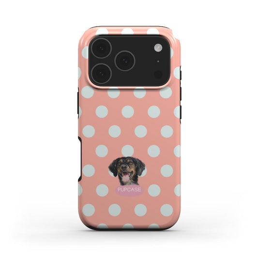 Personalised Memory Phone Case | Pink Peach Lemonade Polka Dot
