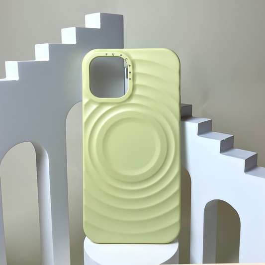 Pastel Yellow MagSafe Compatible iPhone Case – Minimal Wavy Design