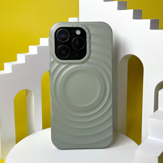 Sage Green MagSafe Compatible iPhone Case – Minimal Wavy Design