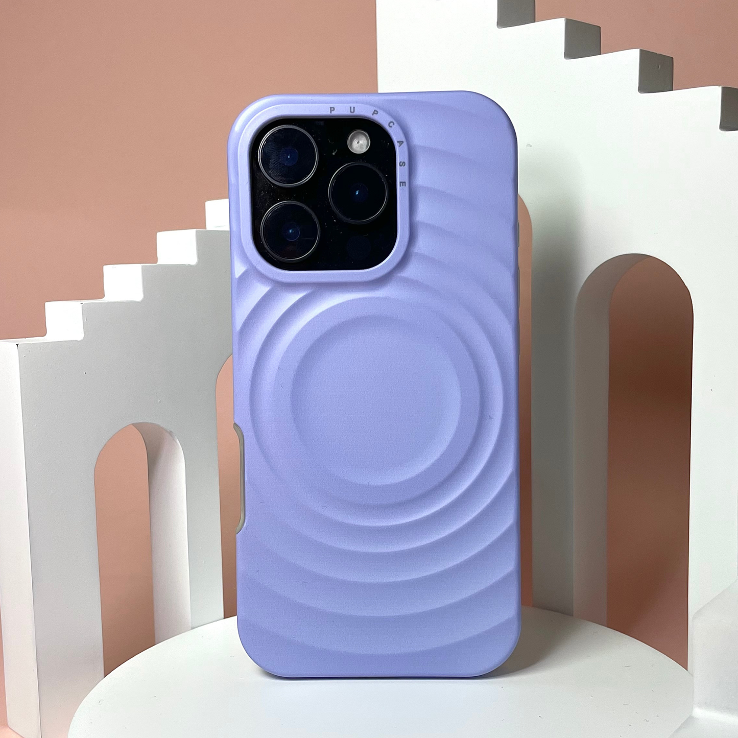 Lavender Blue MagSafe Compatible iPhone Case – Minimal Wavy Design