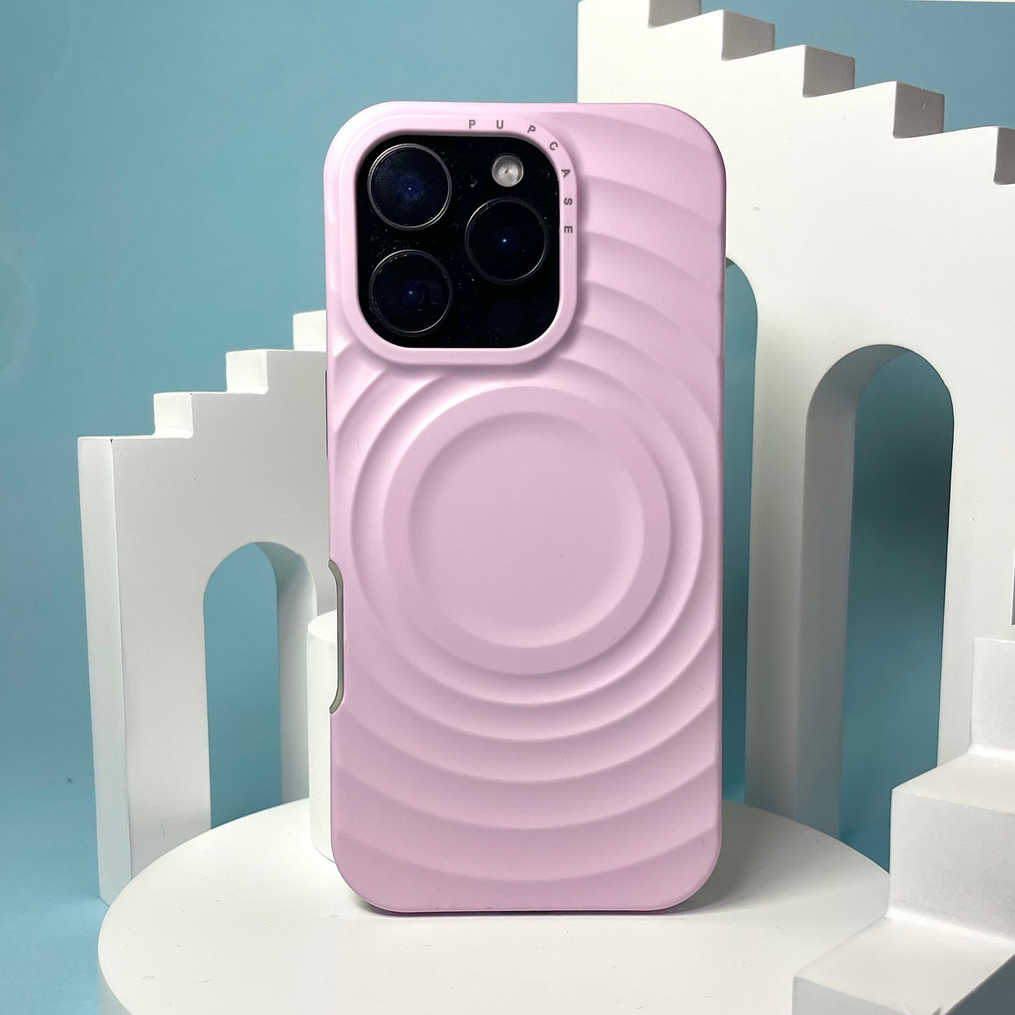 Petal Pink MagSafe Compatible iPhone Case – Minimal Wavy Design