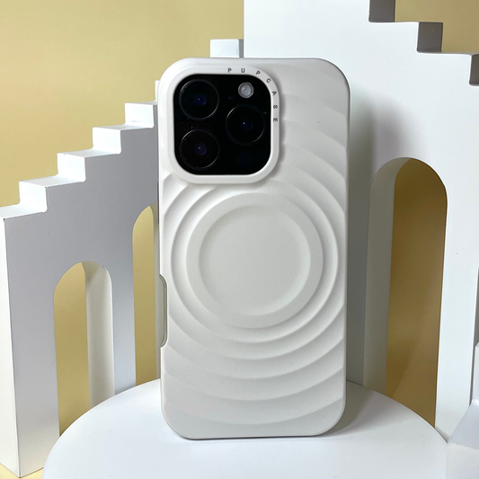 Blush Beige MagSafe Compatible iPhone Case – Minimal Wavy Design