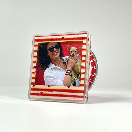 Cocoa Heart Stripe Magnetic Photo Frame Phone Stand