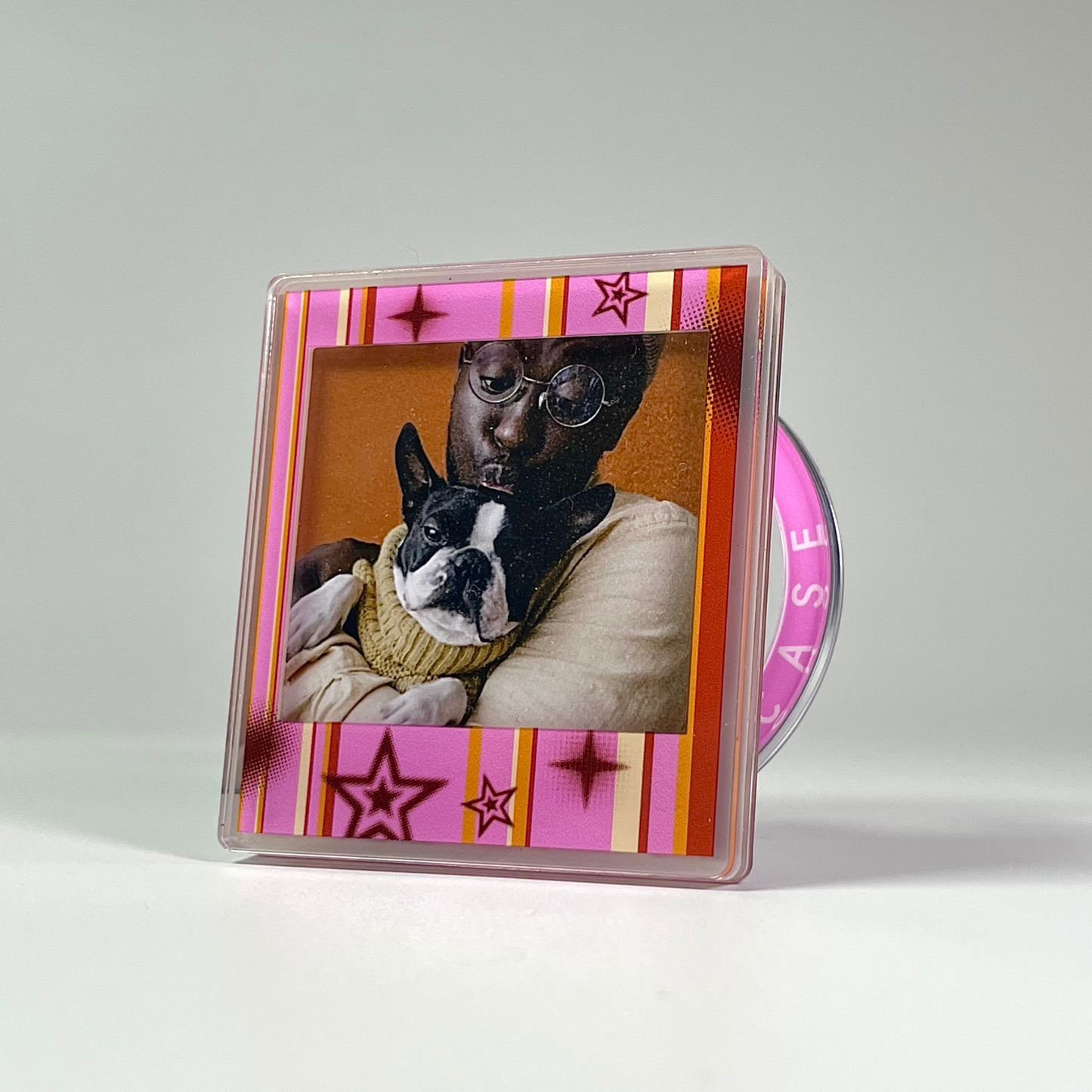 Retro Candy Stripe Magnetic Photo Frame Phone Stand