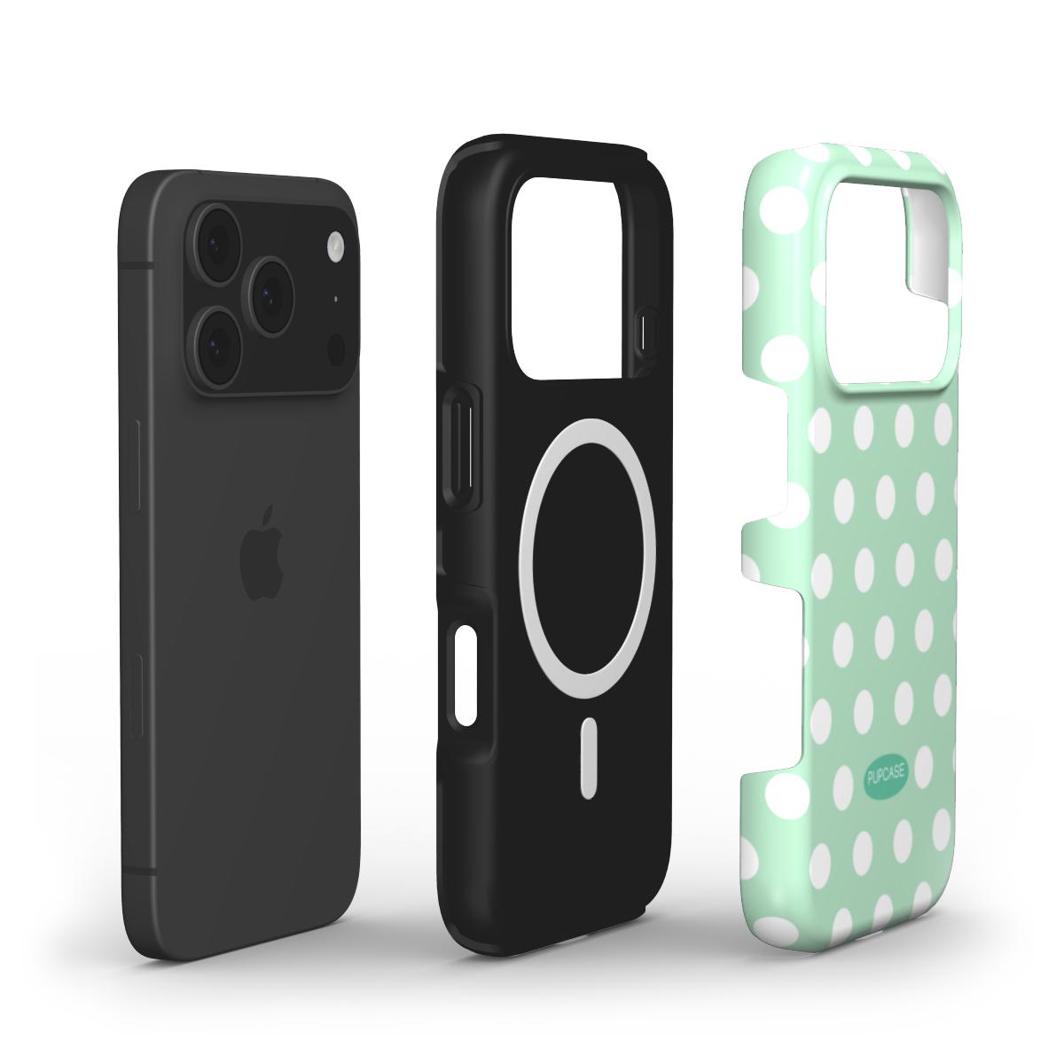 Green Apply Jelly Polka Dot MagSafe Phone Case for iPhone 12-17