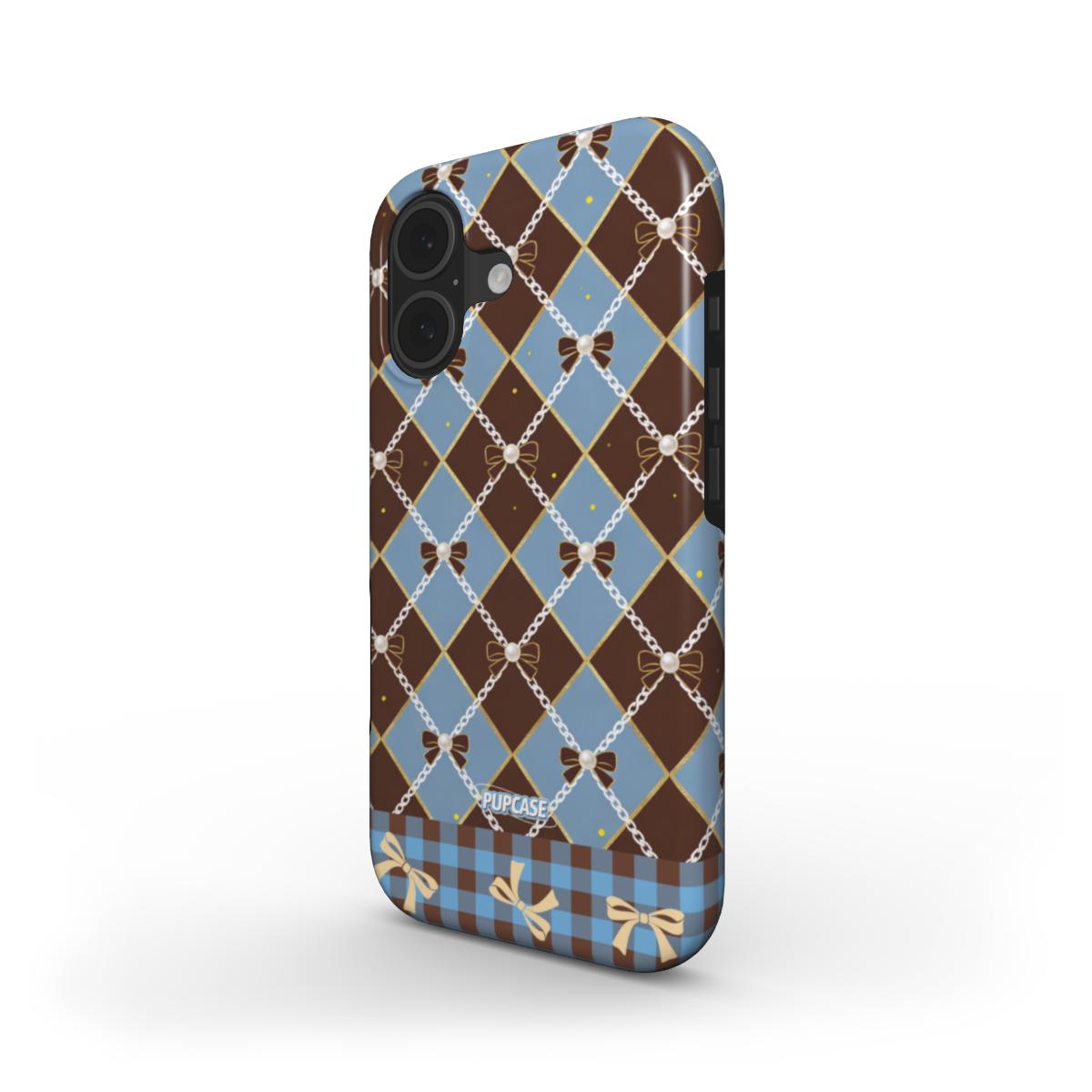 Pearl Ribbon Argyle Phone Case for iPhone 12 -17