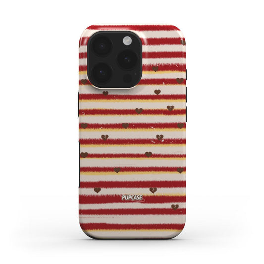 Valentine Cocoa Heart Stripe Phone Case for iPhone 12-17