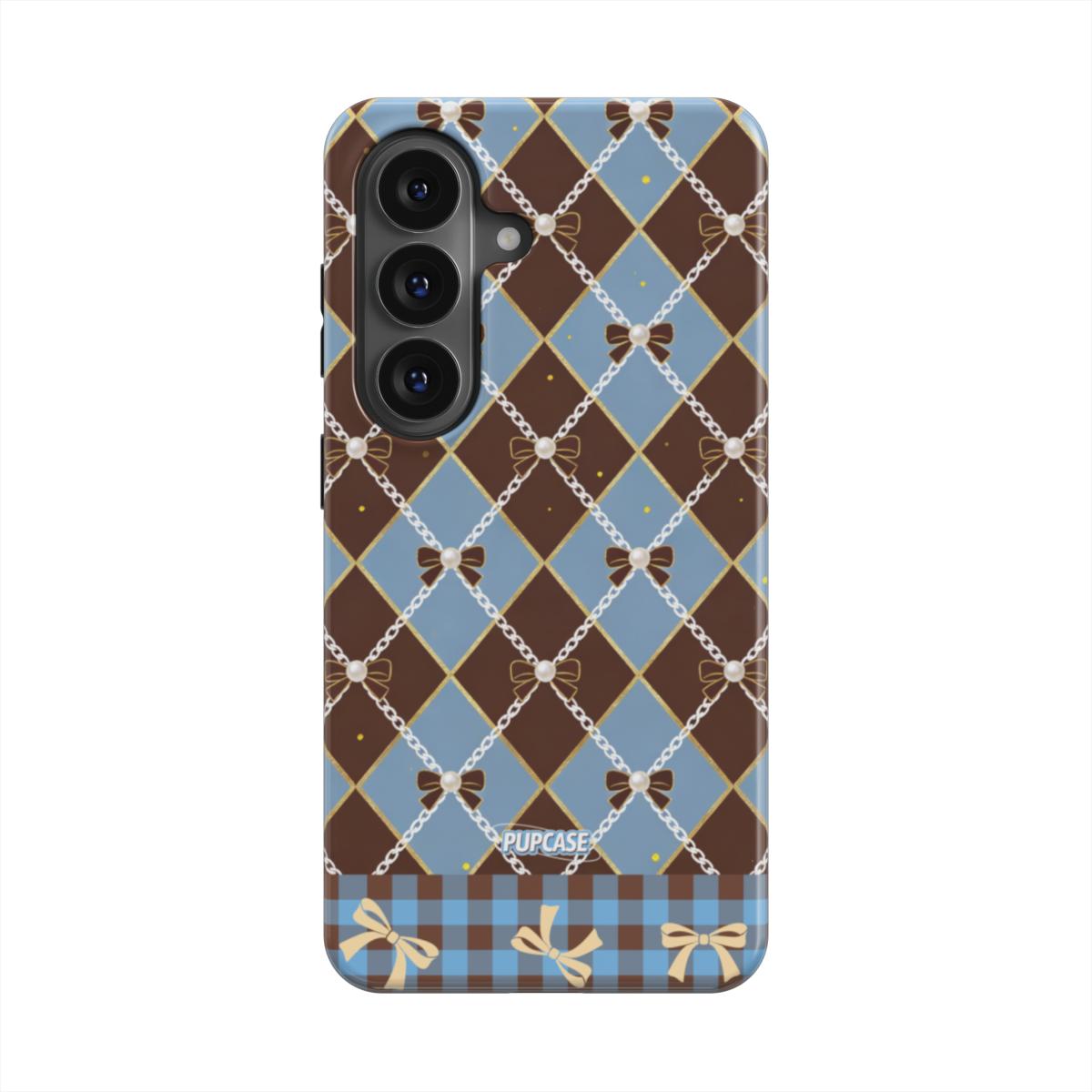 Pearl Ribbon Argyle Magnetic Tough Phone Case | Samsung & Google Pixel