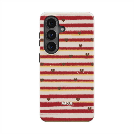 Cocoa Heart Stripe Magnetic Tough Phone Case | Samsung & Google Pixel