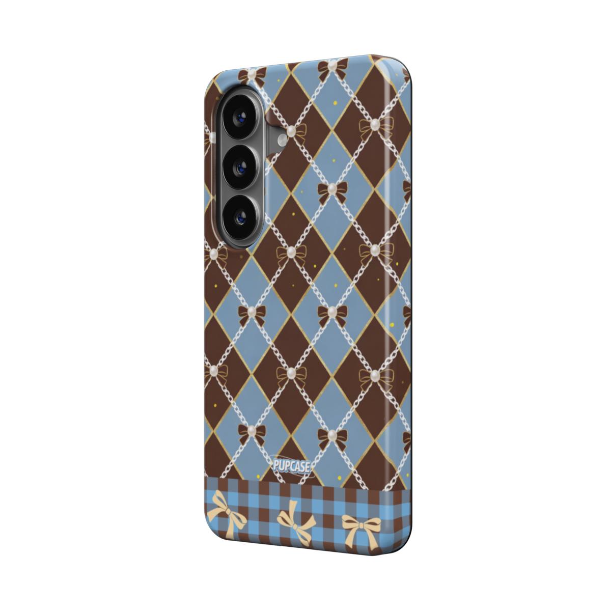 Pearl Ribbon Argyle Magnetic Tough Phone Case | Samsung & Google Pixel