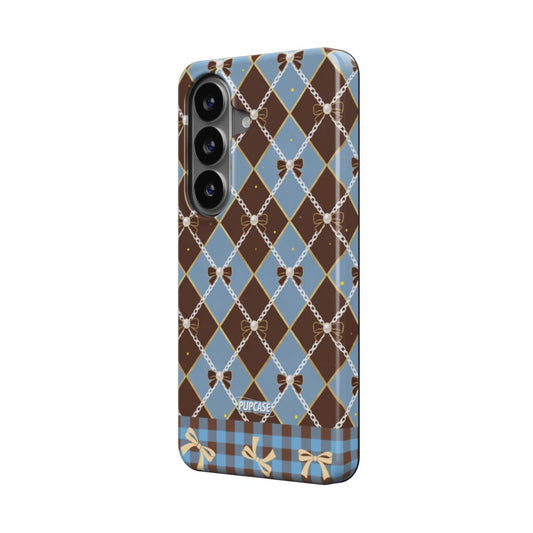 Pearl Ribbon Argyle Magnetic Tough Phone Case | Samsung & Google Pixel