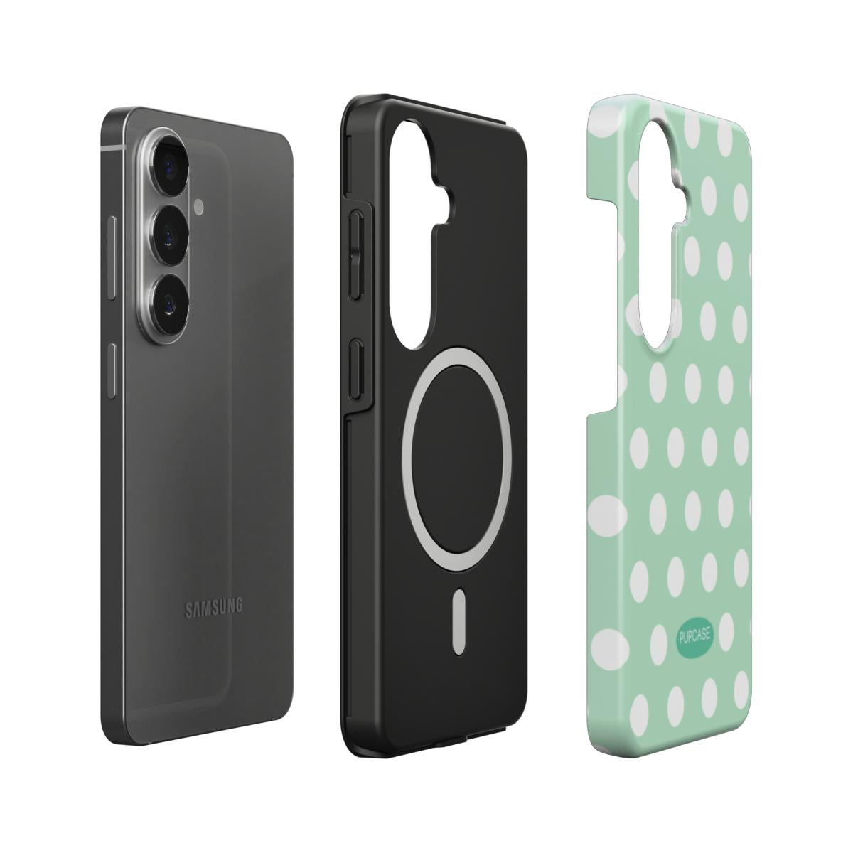 Green Apply Jelly Polka Dot Magnetic Tough Phone Case | Samsung & Google Pixel