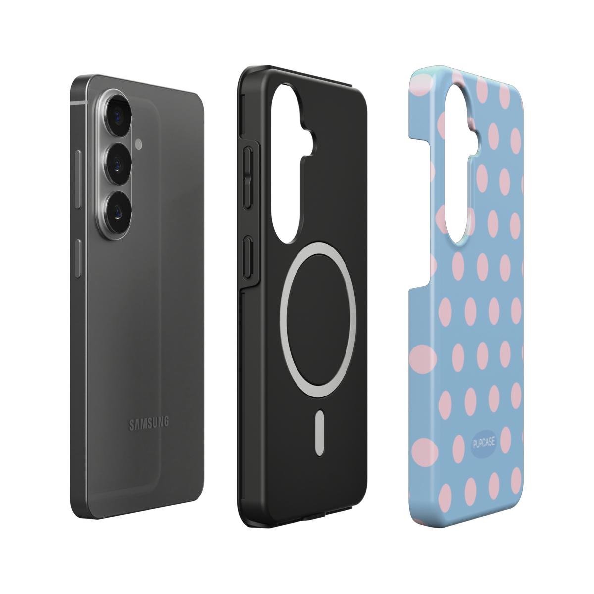 Blueberry Milkshake Polka Dot Magnetic Tough Phone Case | Samsung & Google Pixel