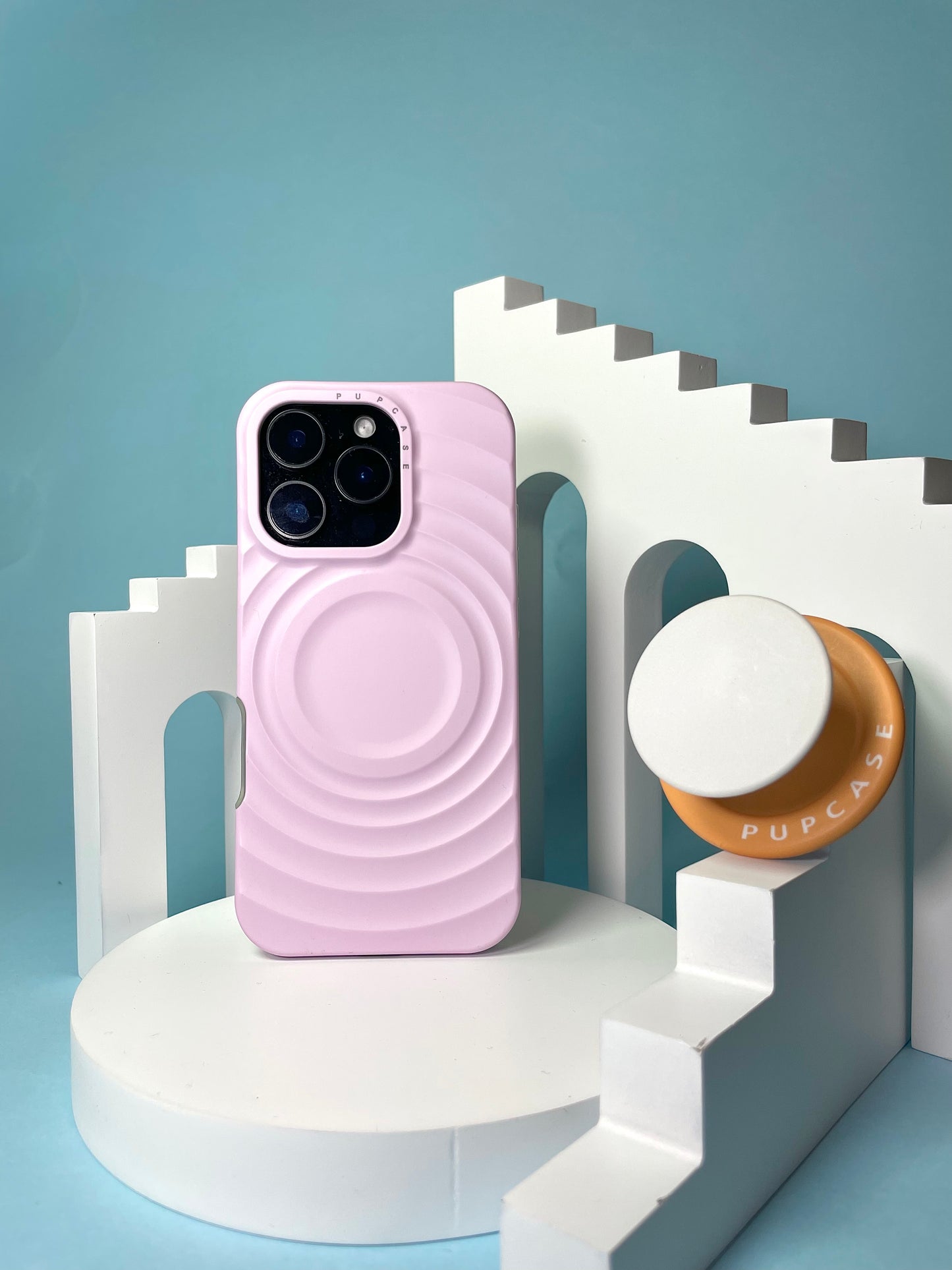 Petal Pink MagSafe Compatible iPhone Case – Minimal Wavy Design