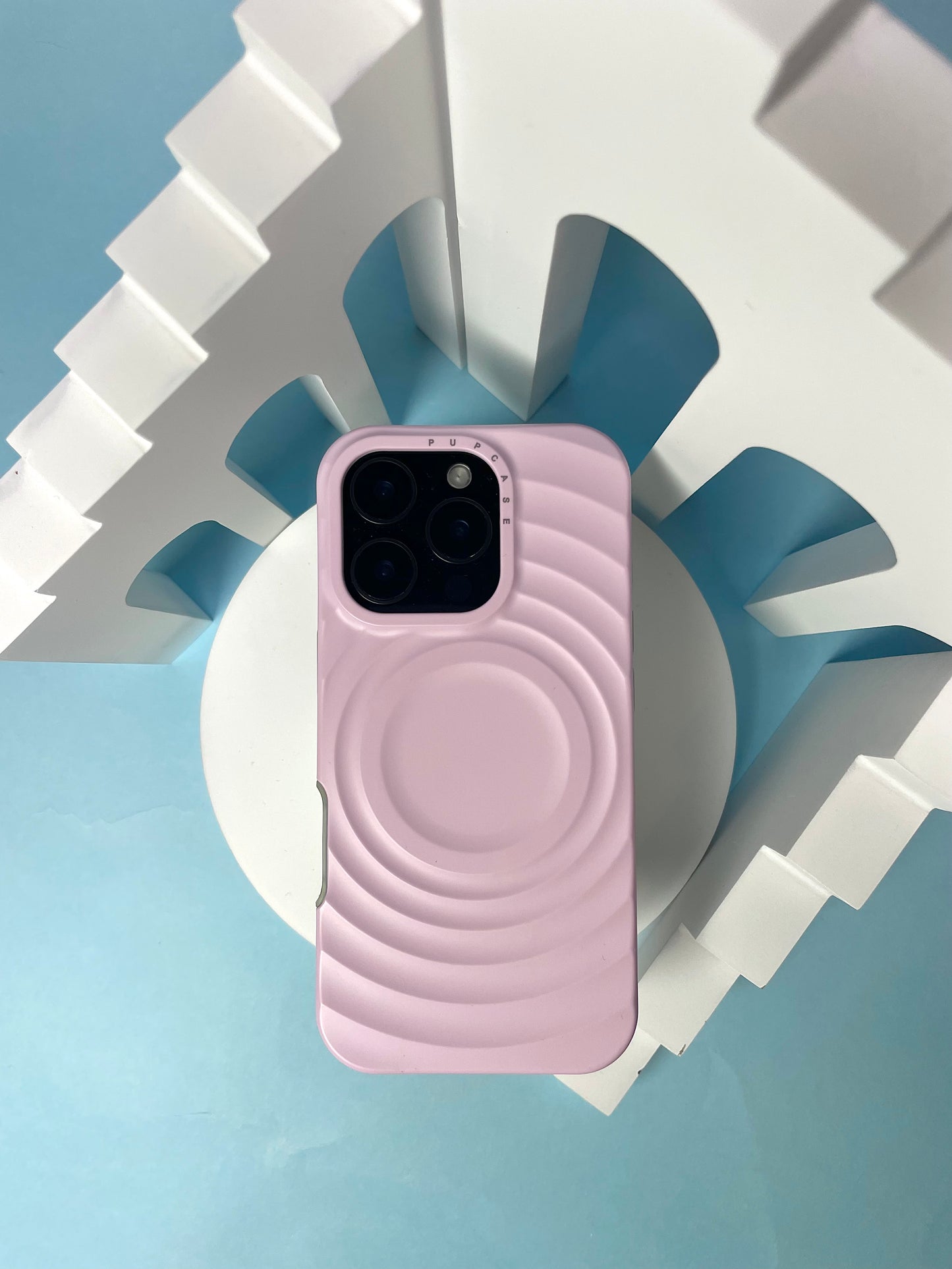 Petal Pink MagSafe Compatible iPhone Case – Minimal Wavy Design