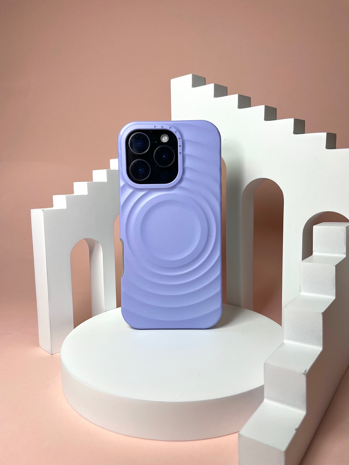 Lavender Blue MagSafe Compatible iPhone Case – Minimal Wavy Design