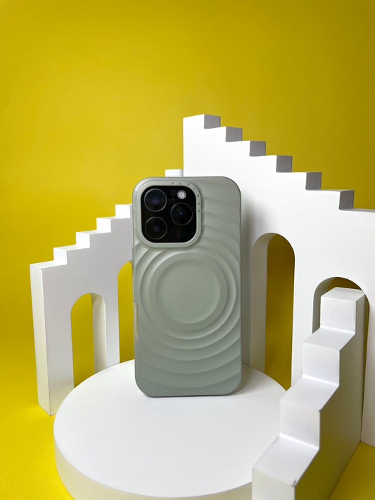 Sage Green MagSafe Compatible iPhone Case – Minimal Wavy Design