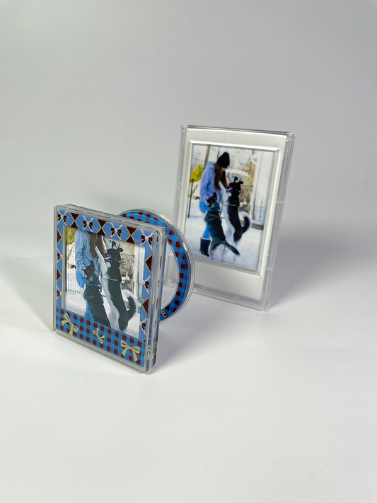 Pearl Ribbon Argyle Magnetic Photo Frame Phone Stand