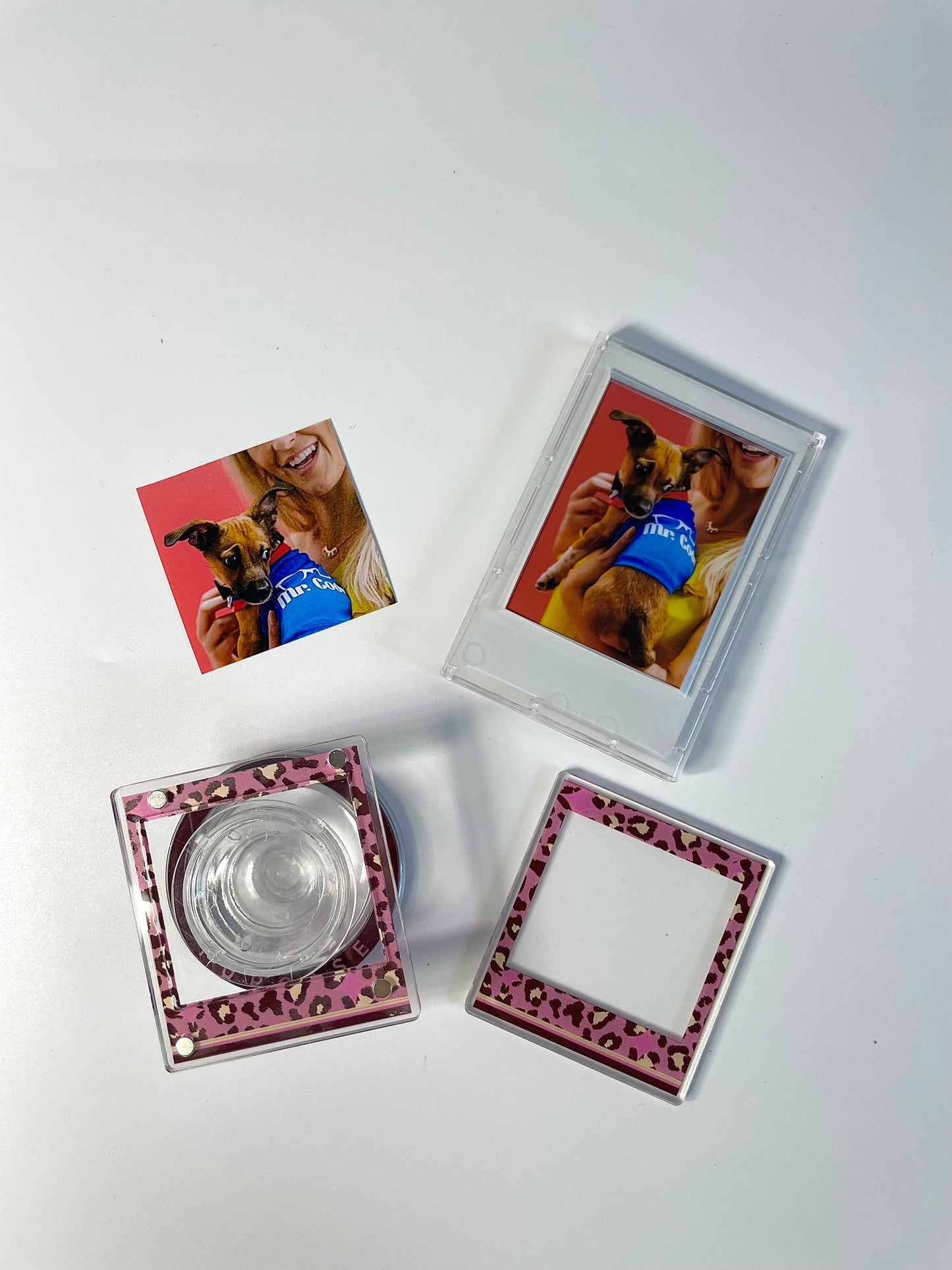 Pink Sugar Leopard Magnetic Photo Frame Phone Stand