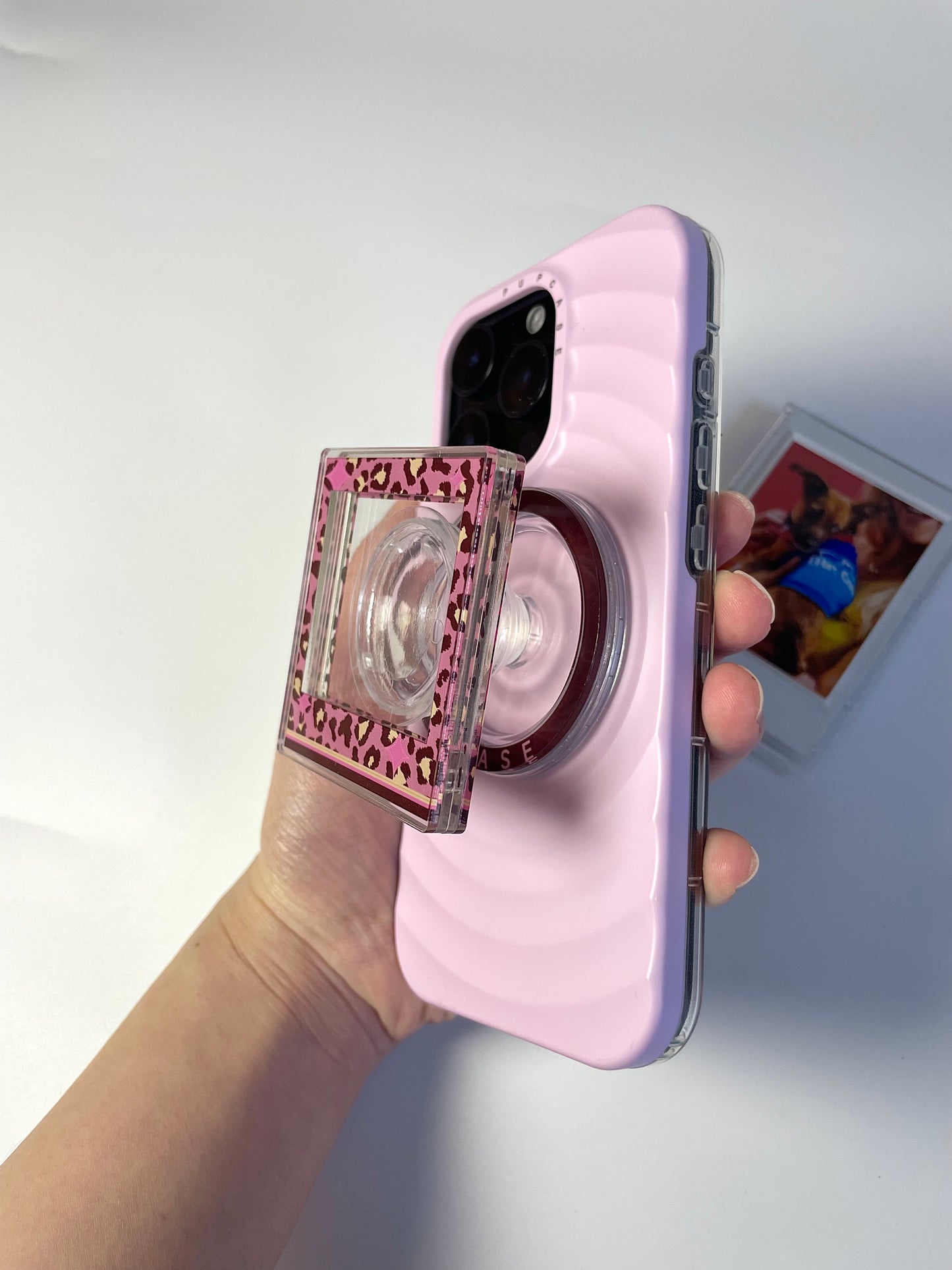 Pink Sugar Leopard Magnetic Photo Frame Phone Stand