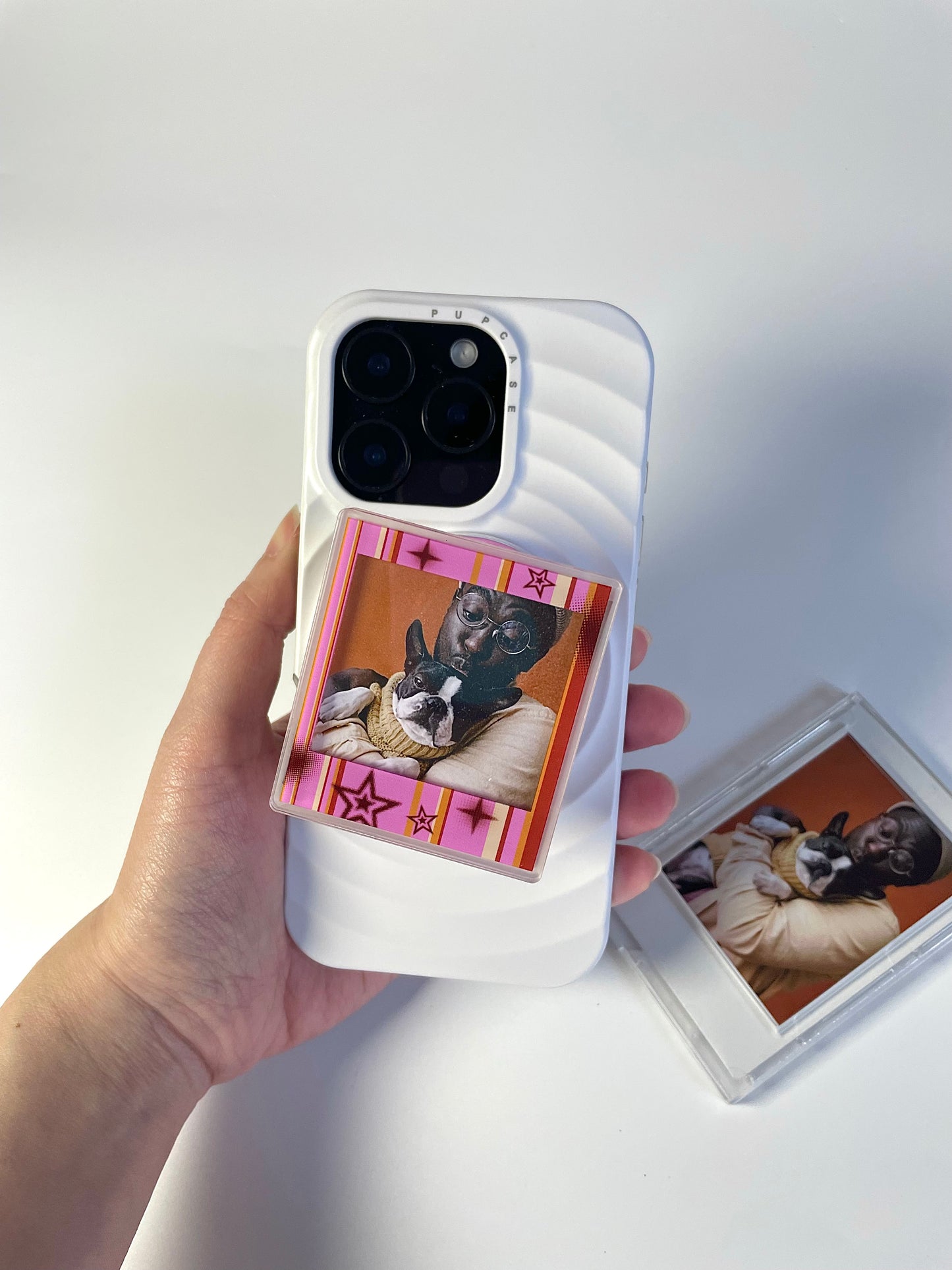 Retro Candy Stripe Magnetic Photo Frame Phone Stand